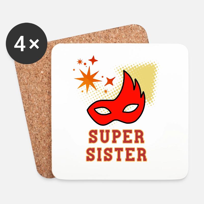Super-Schwester - Untersetzer (4er-Set) - Weiß