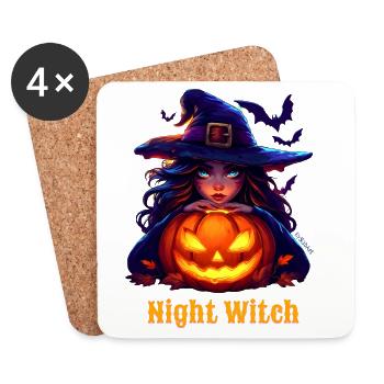 Halloween - Sorcière -Night Witch - Dessous de verre (lot de 4) - blanc - Devant