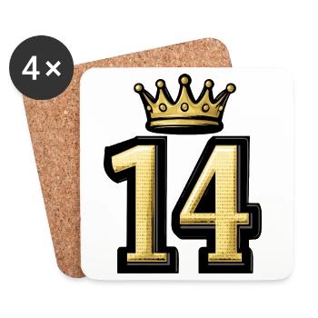14 Zahl Krone - Untersetzer (4er-Set) - Weiß - Vorne