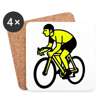Neon Wheel Silhouette Cyclist - Coasters (set of 4) - white - Front