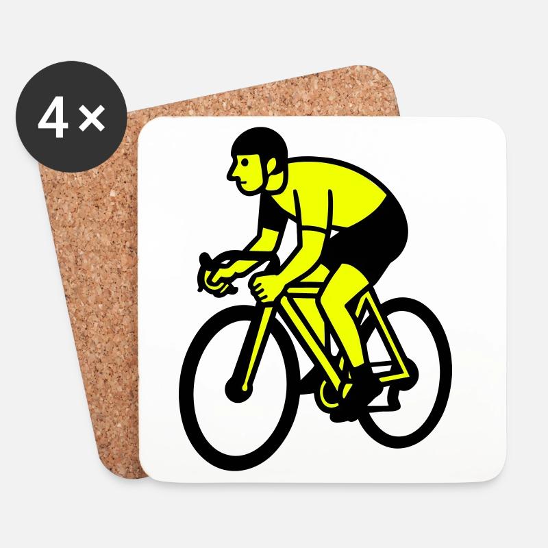 Neonrad Silhouette Radfahrer - Untersetzer (4er-Set) - Weiß
