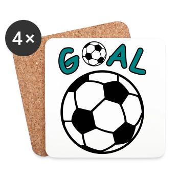 Fussball mit Goal Schriftzug - Untersetzer (4er-Set) - Weiß - Vorne