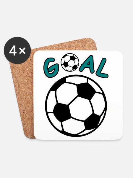 Football with Goal lettering - Coasters (set of 4) - white
