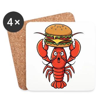 Funny Lobster Crab Fast Food Cheeseburger - Coasters (set of 4) - white - Front