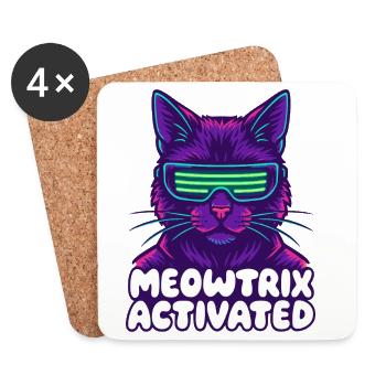 Meowtrix Activated Neon Cat - Untersetzer (4er-Set) - Weiß - Vorne