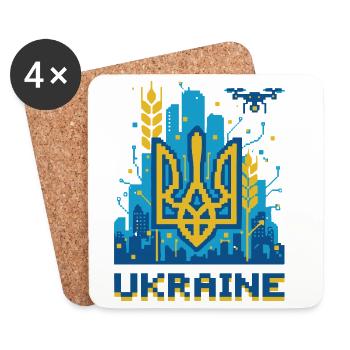 Trident ukrainien Paysage urbain - Dessous de verre (lot de 4) - blanc - Devant