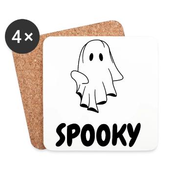 SPOOKY  |  Halloween T-Shirt mit Geist - Untersetzer (4er-Set) - Weiß - Vorne
