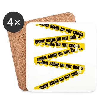 Crime Scene Barrier Tape T-Shirt - Coasters (set of 4) - white - Front