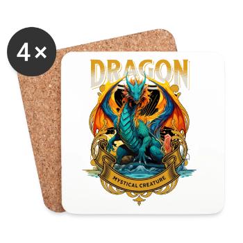 Drache Fantasie Magie Mystik Mythologie Kreatur - Untersetzer (4er-Set) - Weiß - Vorne