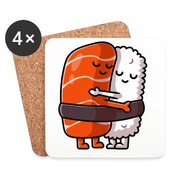 Kawaii Tuna Sushi Hug Each Other Maguro Hugging  - Untersetzer (4er-Set) - Weiß - Vorne