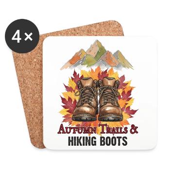 Sentiers d’automne et chaussures de randonnée Herbst Wandern Berge - Dessous de verre (lot de 4) - blanc - Devant