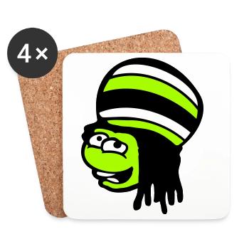 Frosch Reggae Musik Rasta Haare Mütze Jamaika Fun - Untersetzer (4er-Set) - Weiß - Vorne