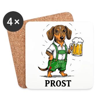 Cheers Bière Teckel Lederhose Bavière Tente à bière traditionnelle - Dessous de verre (lot de 4) - blanc - Devant