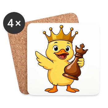 Lustige Ente Schachspieler König Königin Cartoon - Untersetzer (4er-Set) - Weiß - Vorne