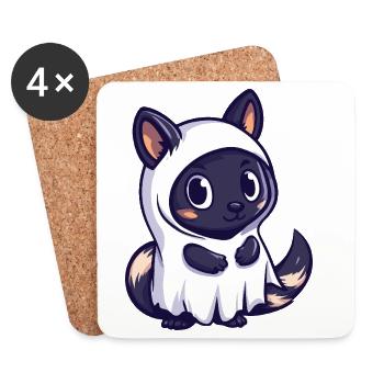 Skunk Halloween Fantôme - Dessous de verre (lot de 4) - blanc - Devant