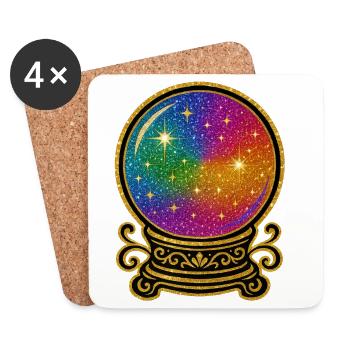 Regenbogen Kristallkugel Glamour | Glaskugel - Untersetzer (4er-Set) - Weiß - Vorne