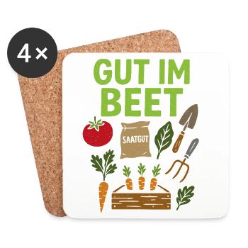 Good in the Bed - Saying Vegetables, Garden, Fruit, Flowers - Coasters (set of 4) - white - Front