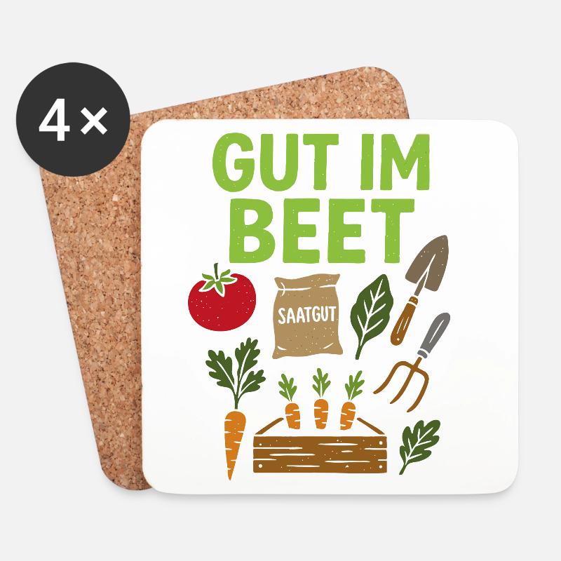 Gut im Beet - Spruch Gemüse, Garten, Obst, Blumen - Untersetzer (4er-Set) - Weiß
