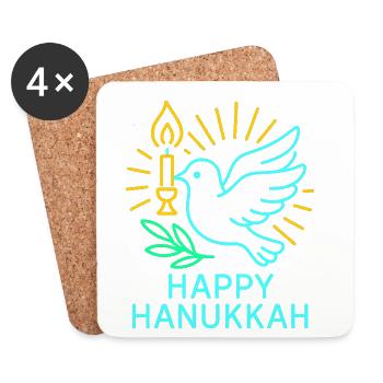 Frohes Chanukka Taube des Friedens Neon - Untersetzer (4er-Set) - Weiß - Vorne