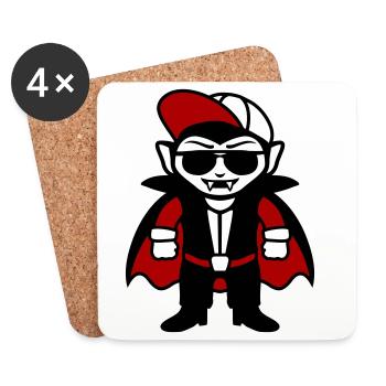Dessin animé de vampire cool avec lunettes de soleil et casquette - Dessous de verre (lot de 4) - blanc - Devant