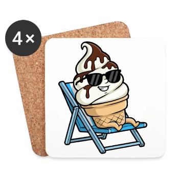 Glace rafraîchissante sur une chaise longue - Dessous de verre (lot de 4) - blanc - Devant
