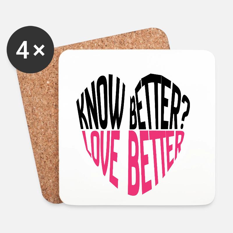 Wissen Sie es besser? Liebe besser! Typographie - Untersetzer (4er-Set) - Weiß