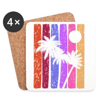 Tropical Sunset Stripes - Coasters (set of 4) - white - Front