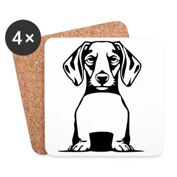 Dachshund Dog T-shirt Gift - Coasters (set of 4) - white - Front
