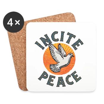 Retro Peace Dove - "Anstiftung zum Frieden" - Untersetzer (4er-Set) - Weiß - Vorne
