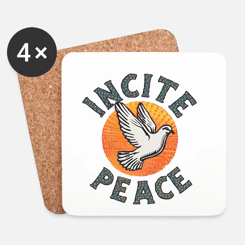 Retro Peace Dove - "Anstiftung zum Frieden" - Untersetzer (4er-Set) - Weiß
