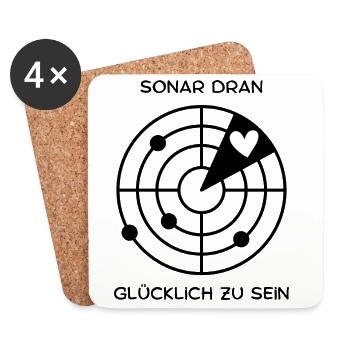Glücklich sein  - Untersetzer (4er-Set) - Weiß - Vorne