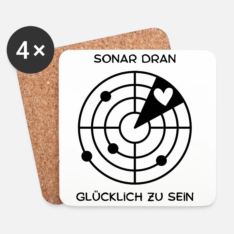 Glücklich sein  - Untersetzer (4er-Set) - Weiß