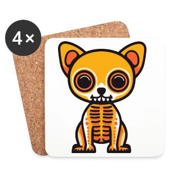 Chihuahua Hund Halloween Zombie - Untersetzer (4er-Set) - Weiß - Vorne