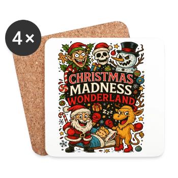 Weihnachts Wahnsinns Wunderland - Untersetzer (4er-Set) - Weiß - Vorne