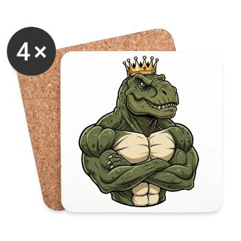 Fort Dino T-Rex King Dessin animé Fitness Jungle - Dessous de verre (lot de 4) - blanc - Devant