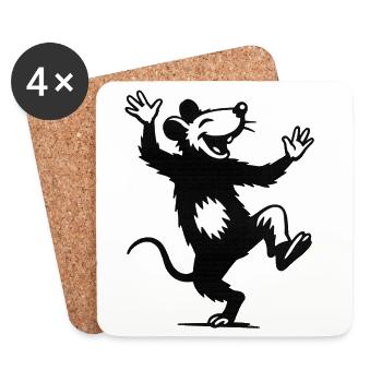 Cheerful dancing mouse - Coasters (set of 4) - white - Front