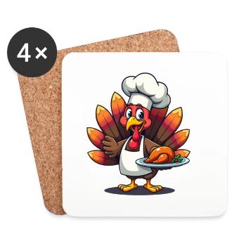 Thanksgiving Turkey Cook Thanksgiving - Coasters (set of 4) - white - Front