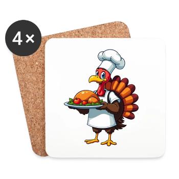 Thanksgiving Turkey Cook Thanksgiving - Coasters (set of 4) - white - Front