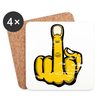 Mittelfinger Stinkefinger Design Gelb used - Untersetzer (4er-Set) - Weiß - Vorne