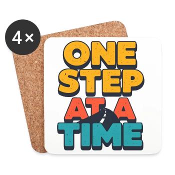 One Step at a Time Retro Motivational Design - Coasters (set of 4) - white - Front