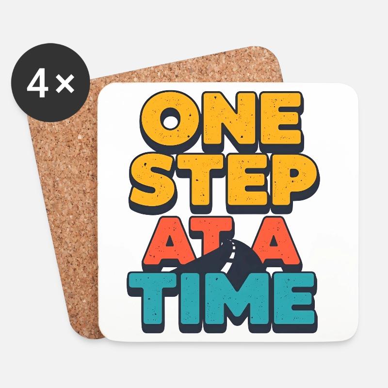 One Step at a Time Retro Motivational Design - Coasters (set of 4) - white