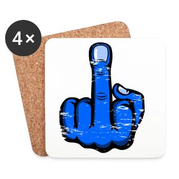 Mittelfinger Stinkefinger Design Blau used - Untersetzer (4er-Set) - Weiß - Vorne