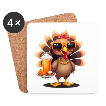 Dinde de Thanksgiving avec lunettes de soleil - Dessous de verre (lot de 4) - blanc - Devant