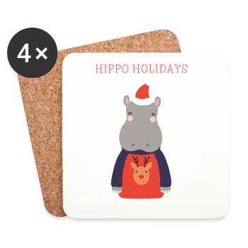hippopotamus - Coasters (set of 4) - white - Front