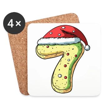 7 Number Cookie Christmas - Coasters (set of 4) - white - Front