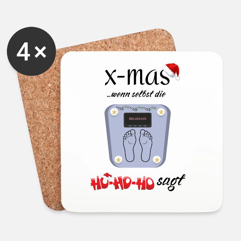 Xmas Ho Ho Ho Waage - Untersetzer (4er-Set) - Weiß