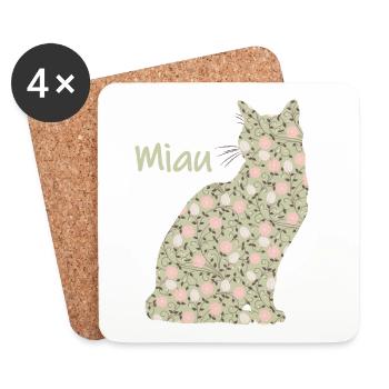 Meow - Cat - Coasters (set of 4) - white - Front