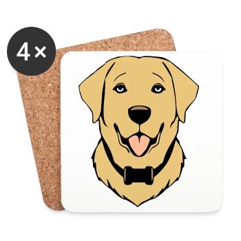 Golden Retriever Dog T-shirt Dog Head Gift - Coasters (set of 4) - white - Front
