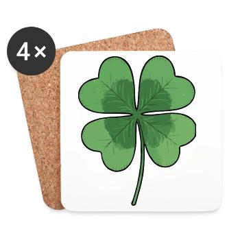 Trèfle à quatre feuilles - Dessous de verre (lot de 4) - blanc - Devant