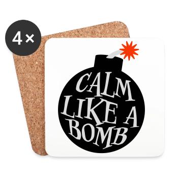 Calme comme une bombe Paradoxe Ironie Humour Blague explosive - Dessous de verre (lot de 4) - blanc - Devant